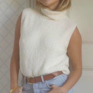 Women's Cream Sleeveless Sweater
